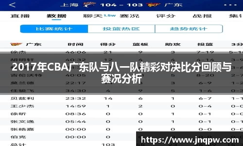 2017年CBA广东队与八一队精彩对决比分回顾与赛况分析